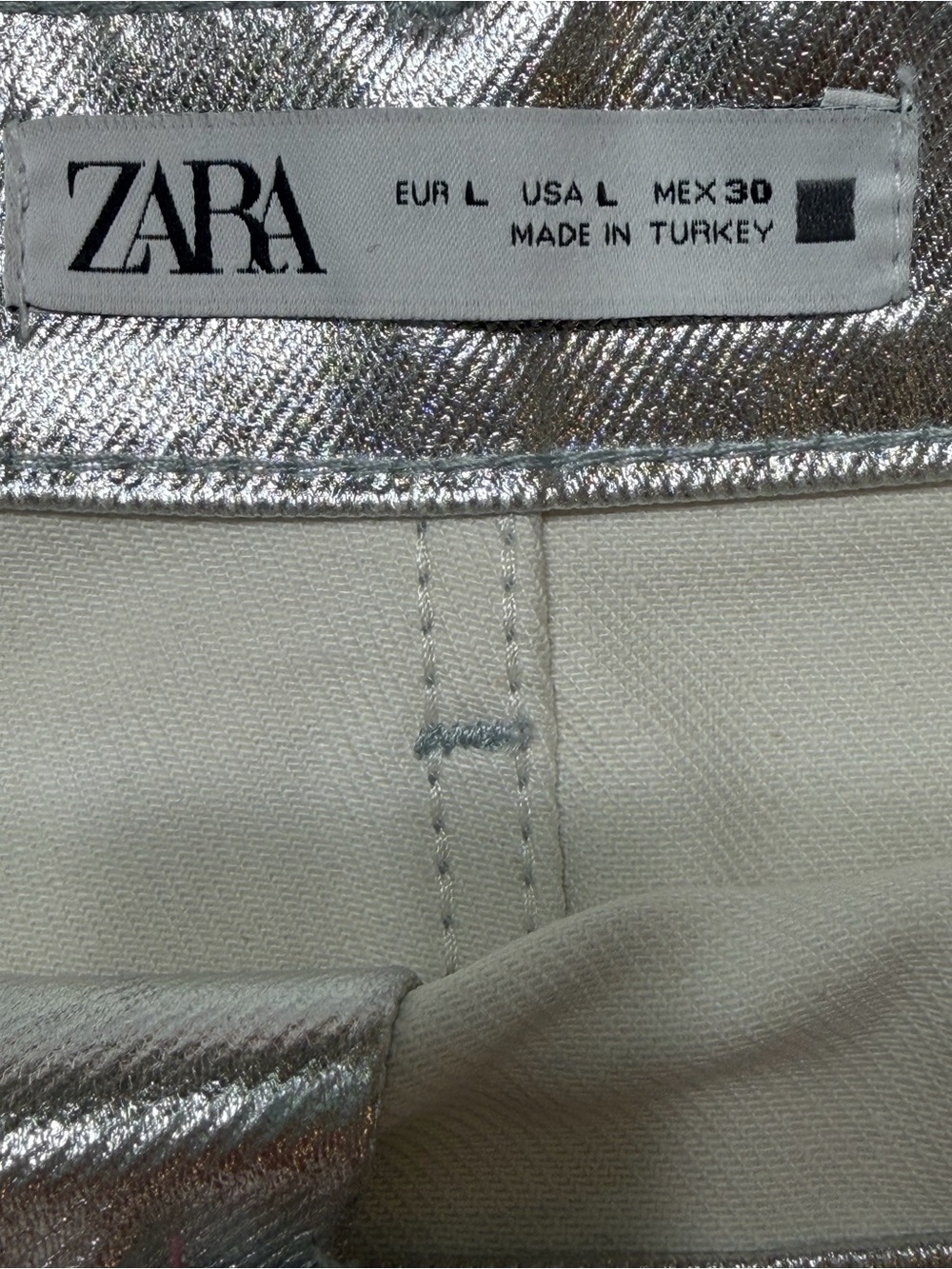Zara Silver Metallic Button-Front Mini Skirt - Picture 9 of 9